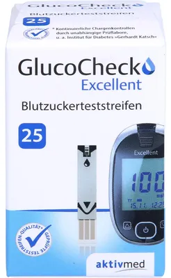 Produktbild von GlucoCheck Excellent Blutzuckerteststreifen, 25 St. Teststreifen