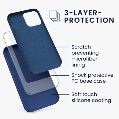 Produktbild von kwmobile Handyhülle für iPhone 12 Hülle / iPhone 12 Pro Hülle - Silikon Handy Case - weiche Oberfläche - kabelloses Laden - Marineblau