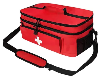 Produktbild von Erste-Hilfe-Tasche Tragbar Große Kapazität Mehrere Fächer Rot 30x20x17,5 cm