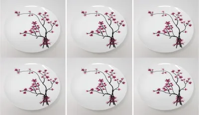 Produktbild von 6er Set Frühstücksteller, Kuchenteller CHERRY BLOSSOM D. 19cm Porzellan TeaLogic