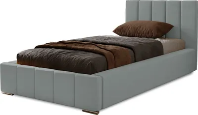 Produktbild von Polsterbett Nero 90x200 cm, Bett mit Kopfteil, Doppelbett mit Bettkasten , Lattenrost und Matratze aus Holz, Velourstoff:  Silbern