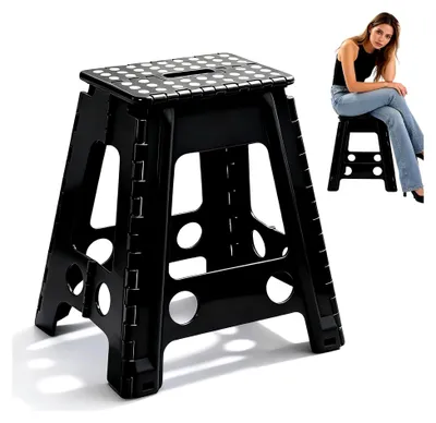 Produktbild von Klappbarer Tritthocker 45 cm in Schwarz mit 150 kg Tragfähigkeit