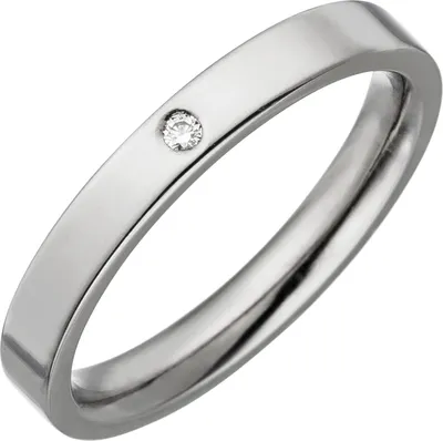 Produktbild von Gr. 62 Partner Ring schmal aus Titan 1 Diamant Brillant Partnerring Titanring