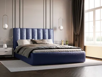 Obrázek produktu pro Čalouněná postel 160x200 cm Velor – sametová postel, manželská postel s úložným prostorem, rošt – modrá