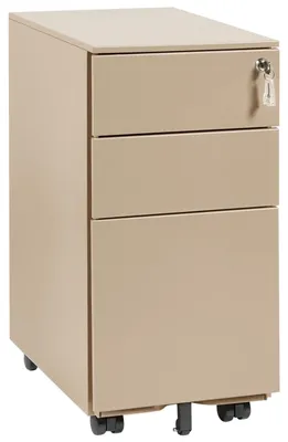 Produktbild von BELIANI Aktenschrank Beige Metall mit 3 Schubladen Abschließbar Rollbar Modern Metallschrank für Arbeitszimmer Büro Homeoffice Garage Werkstatt
