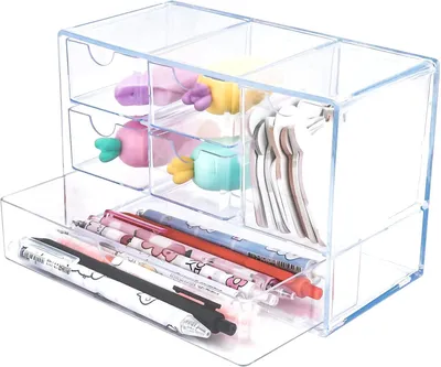 Produktbild von Aufbewahrungsbox mit 6 Mini-Schubladen, Acryl, stapelbar, 1 Stück, für Kosmetik