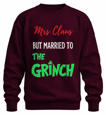 Imagen del producto de Sudadera o jersey uni, diseño "Mrs. Claus pero casada con el Grinch", ideal para parejas, color burdeos, talla XXL