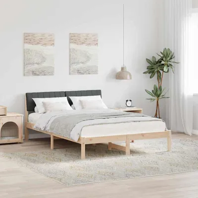 Image de Maison Exclusive - Sommier brun et gris foncé 135 x 190 cm en pin massif