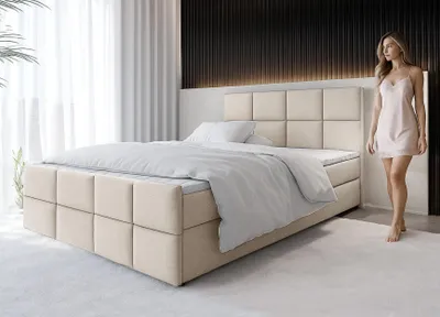 Produktbild von AX LIVING Boxspringbett Beige Aleyna Bett 160 x 200 mit Bettkasten