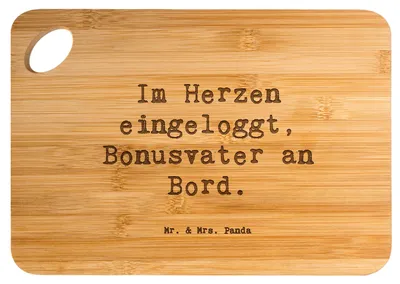 Produktbild von Mr. & Mrs. Panda Frühstücksbrettchen Spruch Bonusvater Herz - Transparent - Geschenk, schneidbrett, emotionale Bindung, Elternteil, Familie, Jubiläen, Brett, Herzensbande