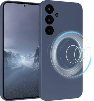 Produktbild von EAZY CASE - Silikonhülle magnetisch für Samsung Galaxy S25 Plus, Hülle Silikon, weich stoßfeste Magnet Handyhülle, Schutzhülle mit Kameraschutz, TPU Bumper in Dunkelblau
