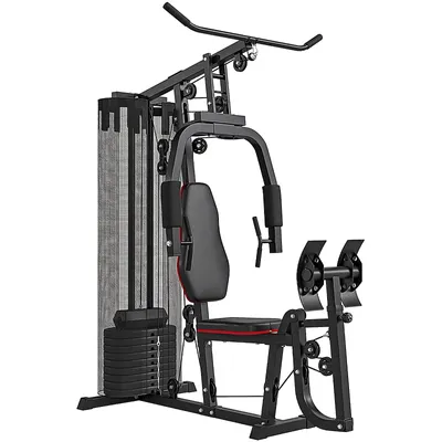 Produktbild von Heim-Fitnessstation Gewichtsblöcken Hochseilzug Bruststation Beinpresse 45 kg