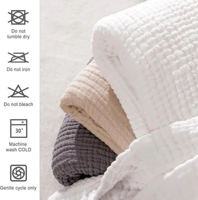 Obrázok produktu pre Uniqoos® prikrývka z bavlny – 100% bavlna, predpraná, 4-vrstvová, jemná a priedušná, ľahká, béžová, 140 x 190 cm, celoročná prikrývka vhodná na pohovku a na cestovanie