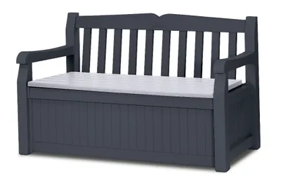 Produktbild von Keter 6025 Garden Bench, Auflagen und Universalbox mit Sitzfunktion, anthrazit