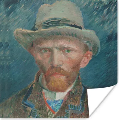 Produktbild von MuchoWow® Poster Selbstporträt 1887 - Gemälde von Vincent van Gogh 75x75 cm - Wand Dekoration
