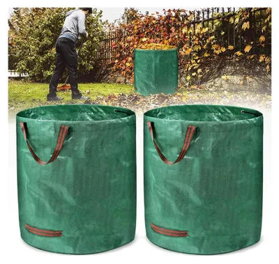 Produktbild von 2 Gartensäcke für Gartenabfälle, 272L Laubsäcke mit Griffen, UV-beständig und wasserabweisend, selbststehend und faltbar, für Gras, Laub und Grünschnitt (2er Set)