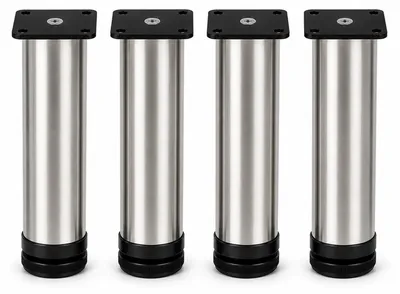 Produktbild von Möbelfüße 200 mm 4er Set [HÖHENVERSTELLBAR] Möbelbeine aus Edelstahl Schrankfüße Verstellbar Gebürstet Silber