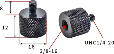 Immagine prodotto di Adattatore INF da 1/4" a M10 per treppiedi e fotocamere - confezione da 5 pezzi, filettatura 3/8-16