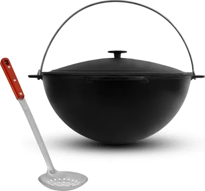 Produktbild von 8L Kazan Gusseisen Deckel Schaumkelle Schwenktopf Kessel - Campingtopf