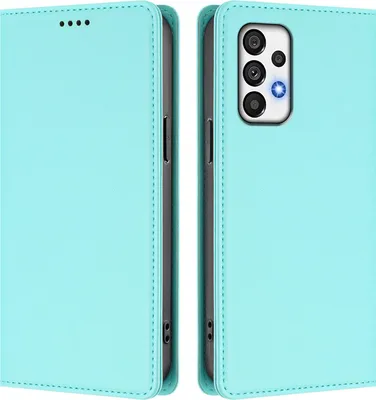 Produktbild von Handyhülle für Samsung Galaxy A73 5G, Kunstleder Klapphülle Stoßfeste Magnetische Hülle mit Ständer Türkis