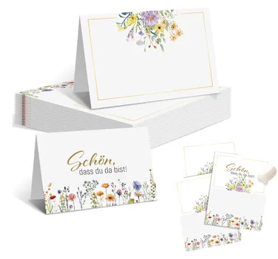 Image de Cartes de table – Pour l'étiquetage – Idéales pour les événements – 8,5 x 11 cm – Lot de 50
