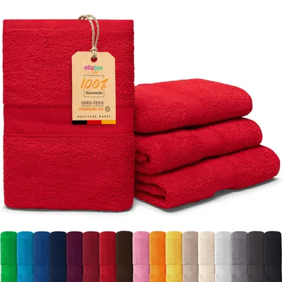Produktbild von EllaTex PARIS 4er Set Handtücher 50x100 cm – 100% Baumwolle, 500 g/m² Frottier, Vorteilspack, in Farbe: Rubinrot