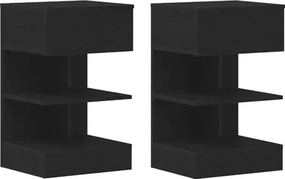 Produktbild von Nachttisch 2 Stk. Schwarz Eichen-Optik 40 x 35 x 65 cm