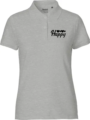 Produktbild von Huuraa Damen Polo Shirt Happy Herzen L Sport Grey Bio Baumwolle Fairtrade Poloshirt Geschenkidee