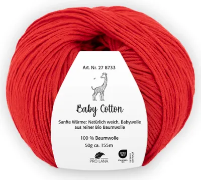Produktbild von Pro Lana BABY Baumwolle 50 g 100 % Baumwolle Babywolle speichelecht 155 m Farbe 030 - rot