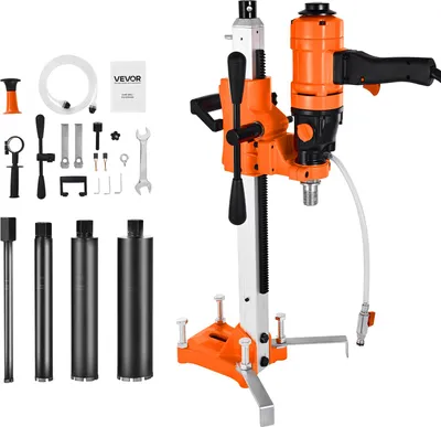 Produktbild von VEVOR Diamantkernbohrmaschine Kernbohrgerät, 202 mm max. Bohrdurchmesser, 2 in 1 Diamantbohrer 1500 W mit 4 Bohrern & einstellbarer Drehzahlen (1000 / 2500 U/min) für Beton Ziegel Stein