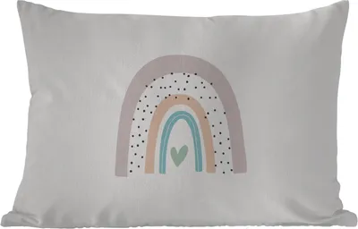Produktbild von MuchoWow® Outdoor Kissen - Regenbogen - Herz - Pünktchen - Kinder - Kinder - 60x40 cm - Wetterfest - Lounge Kissen - Zierkissen - Kissen für Innenräume