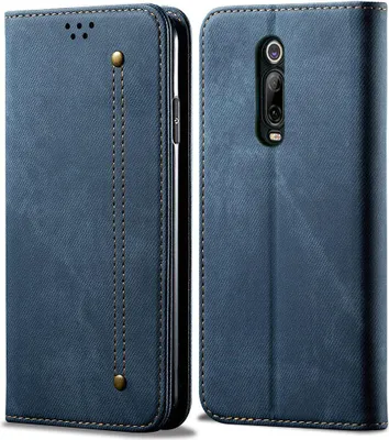 A blue flip-style phone case for a Xiaomi Mi 9T / Redmi K20 / K20 Pro.