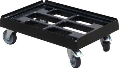 Produktbild von Transportroller 600 x 400 mm - Typ B-F - 2 Bremsen und 2 Lenkrollen : schwarz Farbe: schwarz