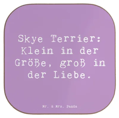 Produktbild von Mr. & Mrs. Panda Tischuntersetzer Spruch Skye Terrier Liebe - Lavendeltraum - Geschenk, Hunderasse, Hunderassen Beschreibung, treu, Holzuntersetzer, gläseruntersetzer
