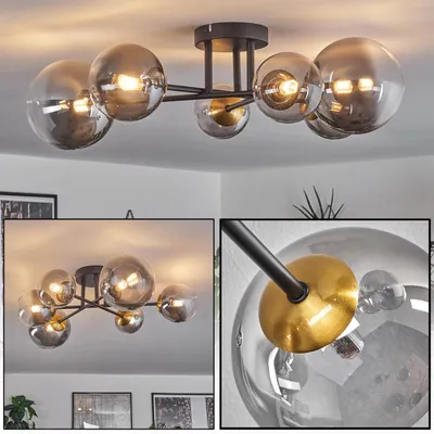 Produktbild von Isorella Deckenlampe aus Metall/Glas in Schwarz/Goldfarben/Rauchfarben/Klar