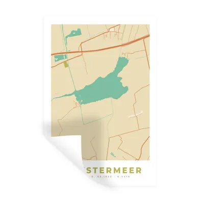 Obrázok produktu pre MuchoWow® Nálepka na stenu - Mapa - Vintage - Leekstermeer - Mapa mesta - 40x60cm - Samolepiaca a polohovateľná