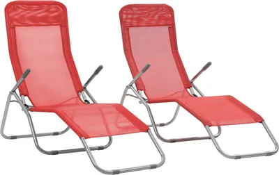 Image de Chaises longues pliables lot de 2 Textilène Rouge