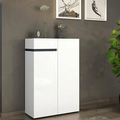 Immagine prodotto di Dmora Scarpiera Badolato 34x80x115h cm Bianco Bianco Lucido, 19 Paia un Cassetto  Italy