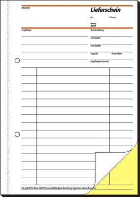 Produktbild von Formularbuch Lieferschein A5 selbstdurchschreibend VE=10x2x40 Blatt
