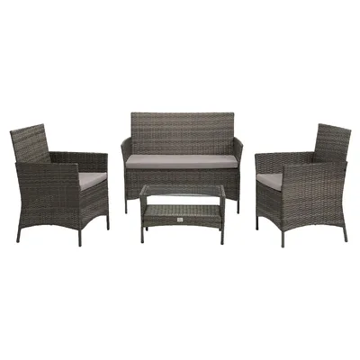 Produktbild von SVITA BROOKLYN Polyrattan Sitzgruppe Lounge Garnitur Gartenmöbel Set Grau
