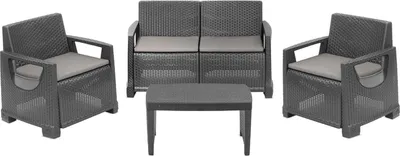 Produktbild von Dmora Outdoor-Sitzgruppe Covo, Anthrazit, 4-Sitzer mit Tisch