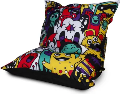 Obrázek produktu pro Ecopuf, sedací vak Pouf, sedací vak Poufsessel Pufsack pro děti, dospělé, Dg50 barevné komiksy, XL 140x100cm