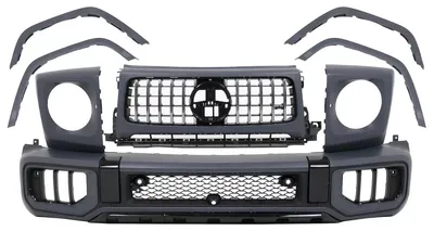 Productafbeelding van Stootbalk voor Mercedes G-klasse W463 W464, modeljaren 2018–2022. Inclusief: radiatorrooster, wielkasten en koplampomlijstingen.