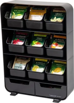 Zdjęcie produktu dla Organizer na torebki herbaty - 11 szuflad - czarny - 26 x 8 x 35 cm