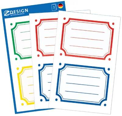 Produktbild von ZDesign SCHOOL Buchetiketten "Rahmen" farbig 3 Blatt à 2 Etiketten