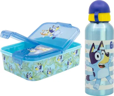 Produktbild von Bluey Bingo Kinder 2teiliges Set 3 Kammern Brotdose Alu Trinkflasche 530 ml