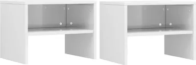 Image de Tables de chevet 2pcs Blanc brillant 40x30x30cm Bois ingénierie