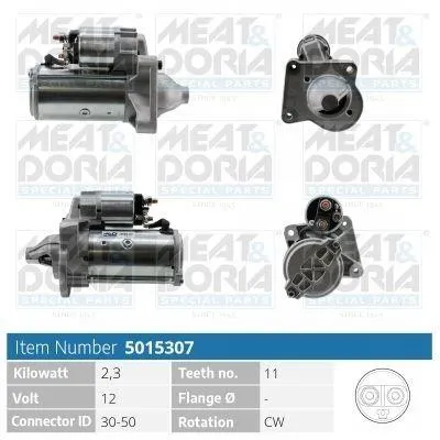 Produktbild von MEAT & DORIA 5015307 Starter Anlasser 2,3kW für FORD Focus II Schrägheck (DA, HCP, DP) 12V