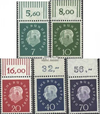 Produktbild von Briefmarken BRD (BR.Deutschland) 1959 Mi 302OR-306OR Oberrandstück (kompl.Ausg.) postfrisch Heuss