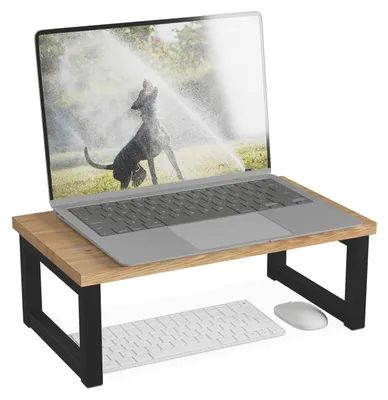 Immagine prodotto di Supporto per monitor Alzamonitor da scrivania - 40 x 23 cm - Industriale - Naturale e nero - Per laptop e schermi
